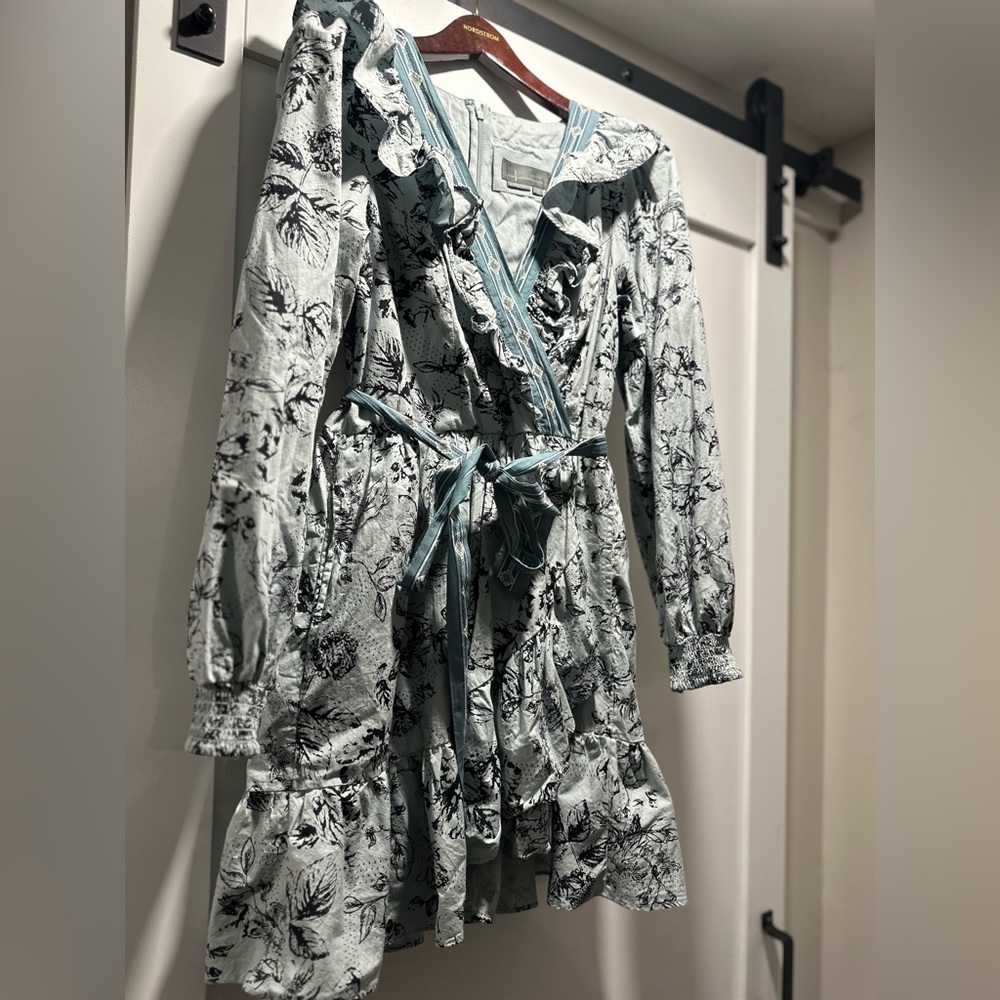 Anthropologie Ruffle Wrap Mini Dress - Picture 6 of 7